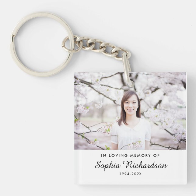 In Loving Memory | Sympathy Memorial Photo Key Ring (Front)