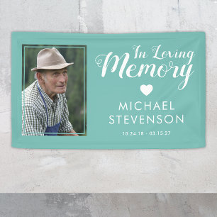 In Loving Memory Teal Memorial Photo Banner