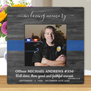 In Loving Memory Thin Blue Line Police Memorial Plaque