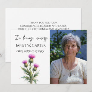 In Loving Memory Thistle Scottish Floral Funeral Invitation