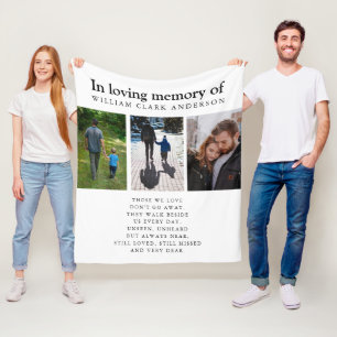 In Loving Memory Three Photo Poem Tribute Blanket