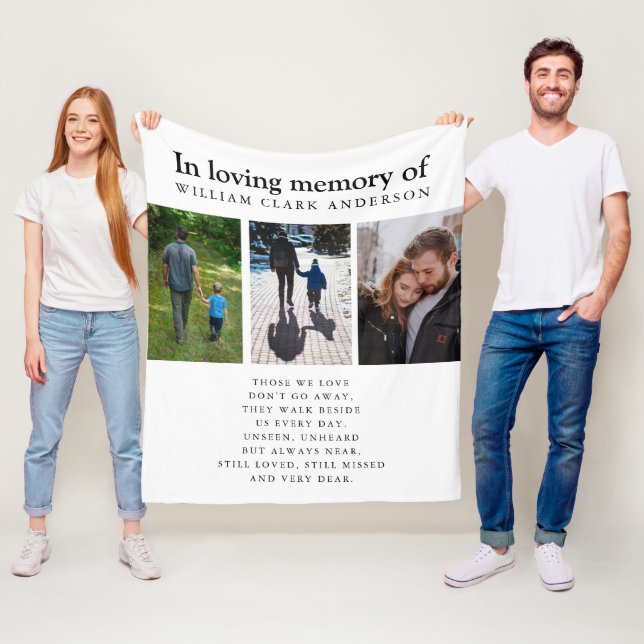 In Loving Memory Three Photo Poem Tribute Blanket (In Situ)