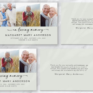 In Loving Memory   Three Photos Funeral Sympathy  Thank You Card