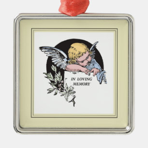 In Loving Memory Vintage Angel, Remembrance, Gold Metal Ornament