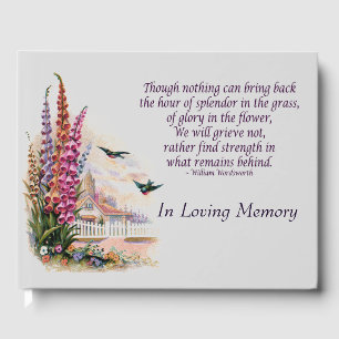 In Loving Memory Vintage Cowbell Flowers and Birds Guest Book
