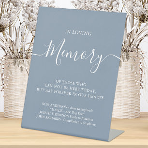 In Loving Memory Wedding Memorial Dusty Blue  Pedestal Sign