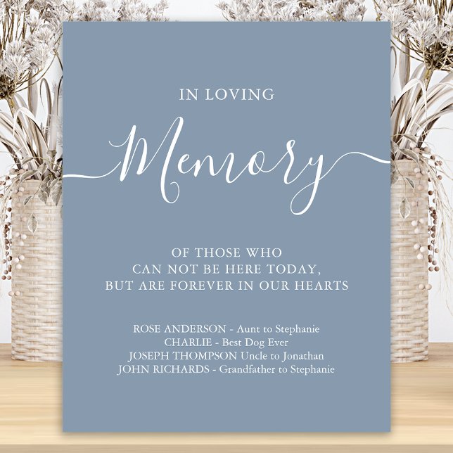 In Loving Memory Wedding Memorial Dusty Blue Poster (Creator Uploaded)