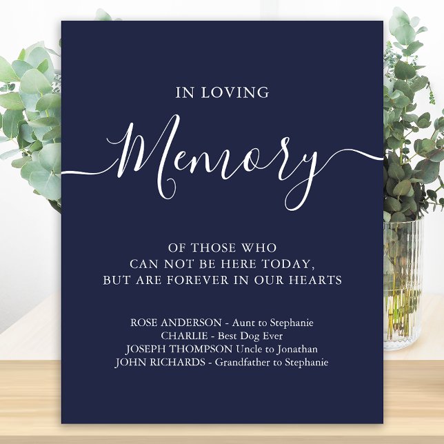 In Loving Memory Wedding Memorial Navy Blue Poster (Creator Uploaded)