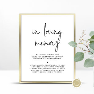 In Loving Memory, Wedding Memorial Table Poster