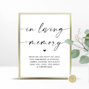 In Loving Memory, Wedding Memorial Table Poster
