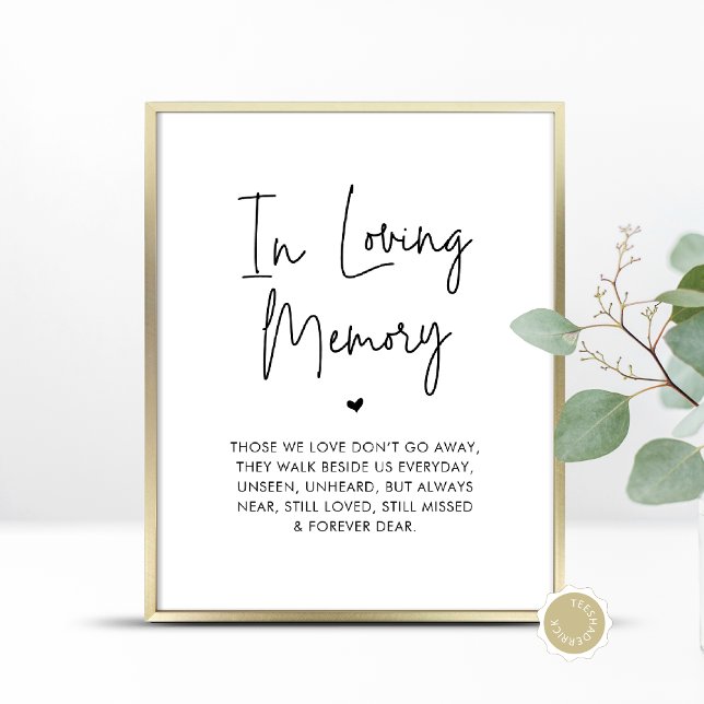In Loving Memory, Wedding Memorial Table Poster (In Loving Memory, Wedding Memorial Table Sign, Unseen, Unheard, Forever Dear, Digital Download)