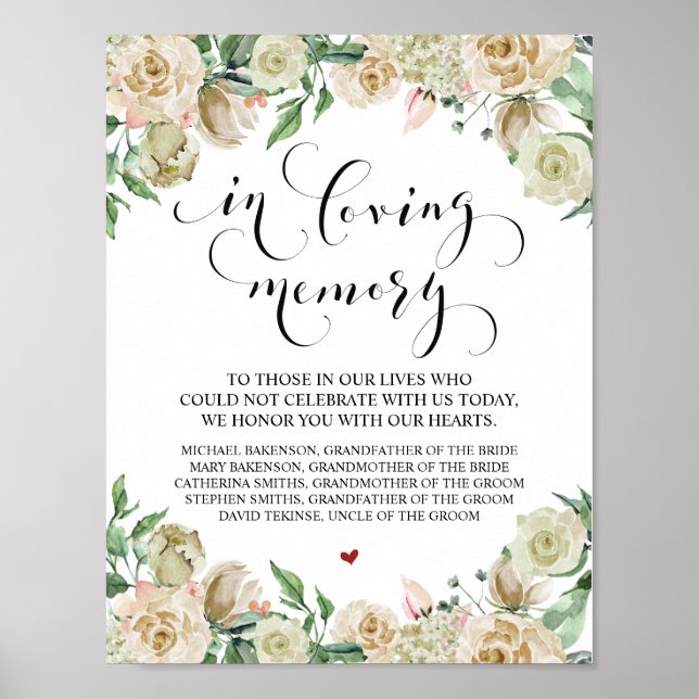 In loving memory Wedding Memorial Table Sign (Front)
