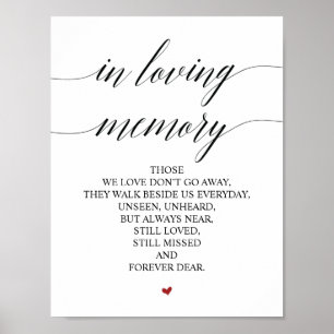 In loving memory Wedding Memorial Table Sign