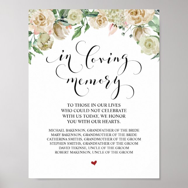 In loving memory Wedding Memorial Table Sign (Front)