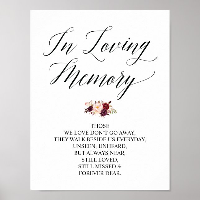 In loving memory Wedding Memorial Table Sign (Front)