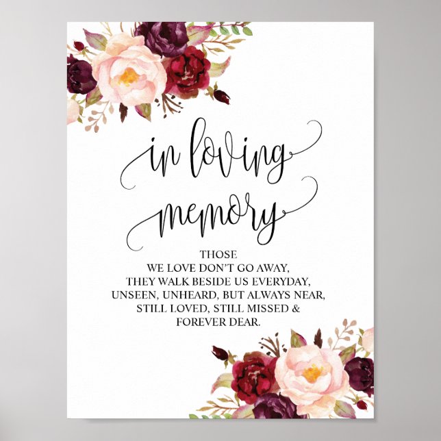In loving memory Wedding Memorial Table Sign v10 (Front)