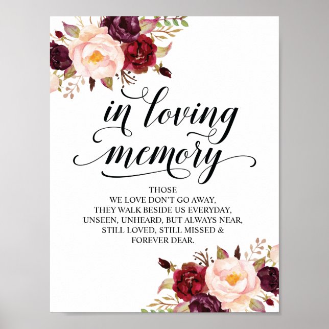 In loving memory Wedding Memorial Table Sign v12 (Front)