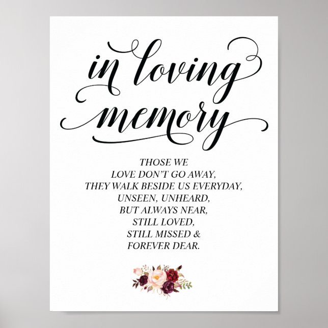 In loving memory Wedding Memorial Table Sign v22 (Front)