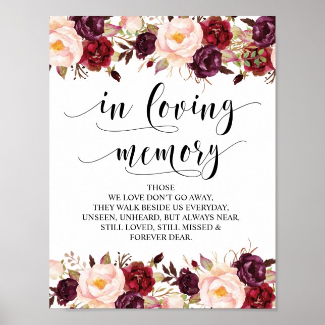 In loving memory Wedding Memorial Table Sign v22 (Front)