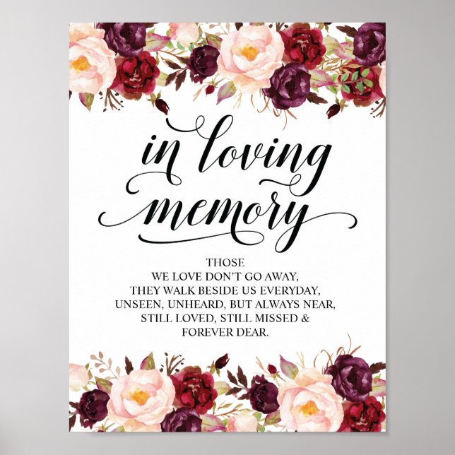 In loving memory Wedding Memorial Table Sign v23 (Front)