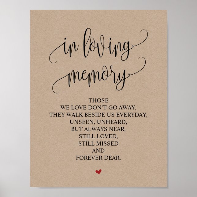 In loving memory Wedding Memorial Table Sign v4 (Front)