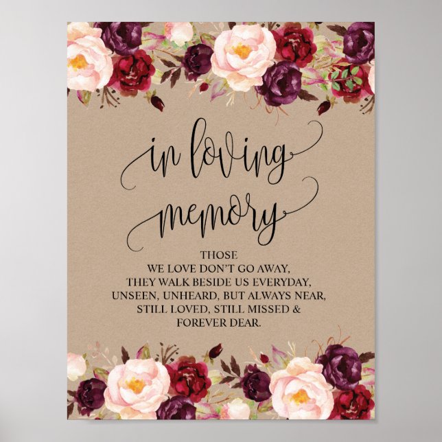 In loving memory Wedding Memorial Table Sign v8 (Front)