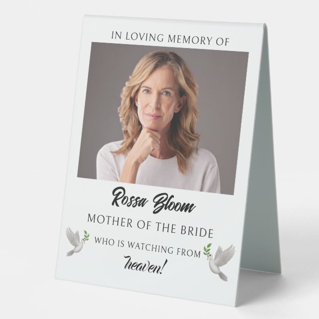 In Loving Memory Wedding Reserved Table Tent Sign (Front)