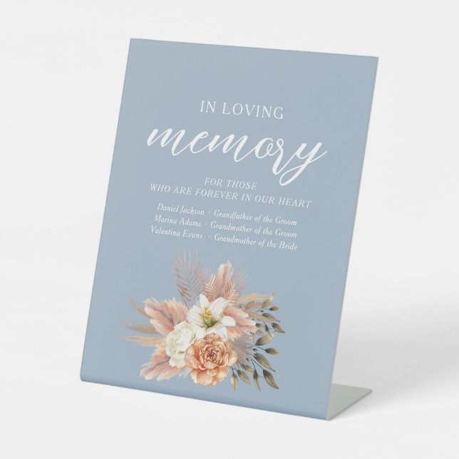 In Loving Memory Wedding Sign Dusty Blue (Front)