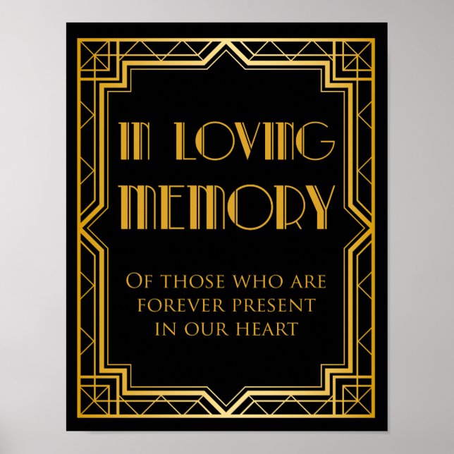 In Loving Memory Wedding Sign | Gatsby Art Deco (Front)
