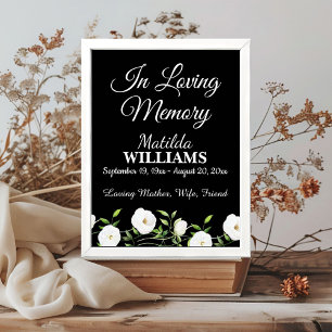 In Loving Memory White Floral Memorial Poster
