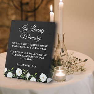 In Loving Memory White Floral Wedding Memorial Pedestal Sign