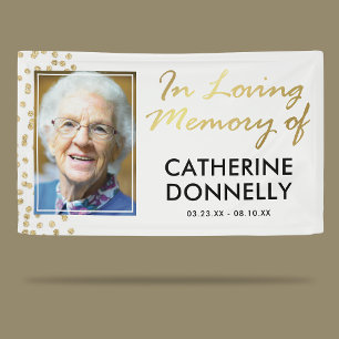 In Loving Memory White Gold Memorial Photo Banner