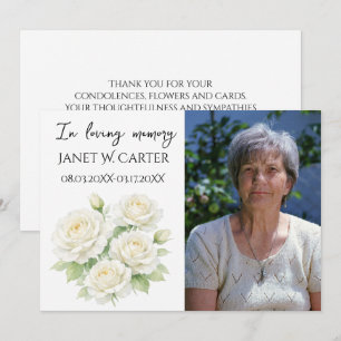 In Loving Memory White Roses Floral Funeral Invitation