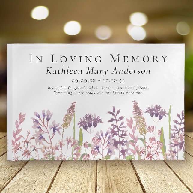 In Loving Memory Wildflower Memorial Funeral Guest Book (Creator Uploaded)