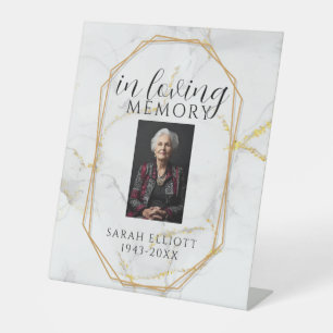 In Loving Memory with Photo   marble  Pedestal Sign