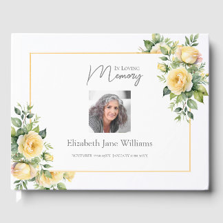 In Loving Memory Yellow Roses 1 Photo Guest Book