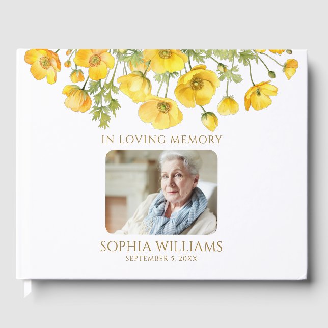 In Loving Memory Yellow Wildflowers Guest Book (Front)