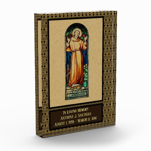 In Loving Remembrance St. Francis Assisi Keepsake Photo Block (Left)
