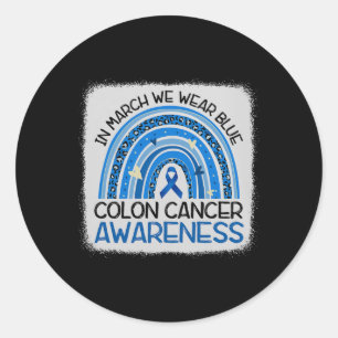 In March Blue Ribbon Colon Cancer Awareness Month Classic Round Sticker