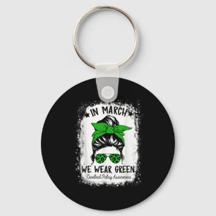 In March We Wear Green Cerebral Palsy Cp Awareness Key Ring