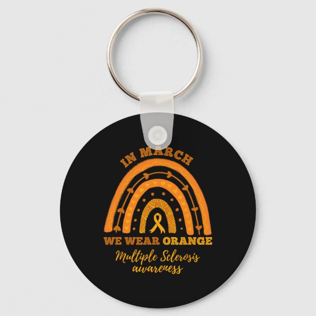 In March We Wear Orange Multiple Sclerosis Awarene Key Ring (Front)