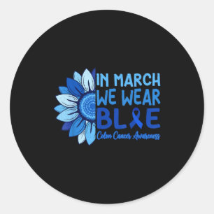 In march wear blue colourectal colon cancer classic round sticker