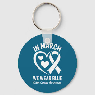 In march wear blue for colon cancer awareness blue key ring