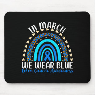 In march wear blue ribbon for colon cancer mouse pad