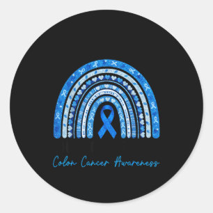 In march wear blue ribbon rainbow colon cancer classic round sticker