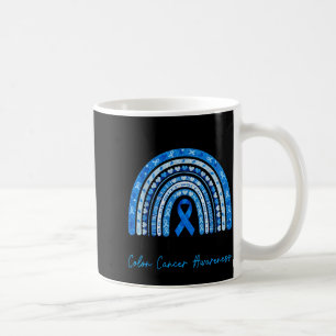 In march wear blue ribbon rainbow colon cancer coffee mug