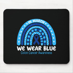 in March Wear Blue Ribbon Rainbow Colon Cancer Mouse Pad