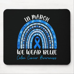 In march wear blue ribbon rainbow colon cancer mouse pad