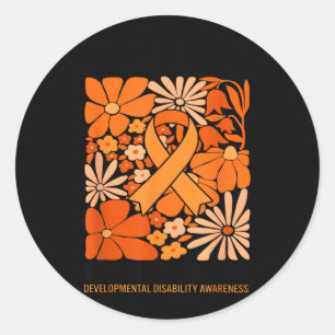 in March Wear Orange Developmental Disability Classic Round Sticker