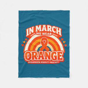In march wear orange developmental disability fleece blanket
